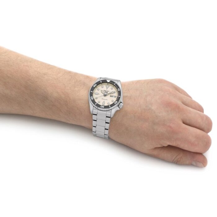 Seiko 5 Sports SKX Automatic Cream Dial Silver Steel Strap Watch For Men - SRPK31K1 - Image 10
